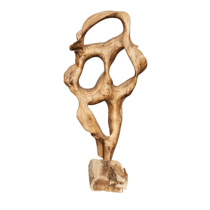 Teakholz-Skulptur | Natürliche & organische handgeschnitzte Kunst | 60x80x120 cm