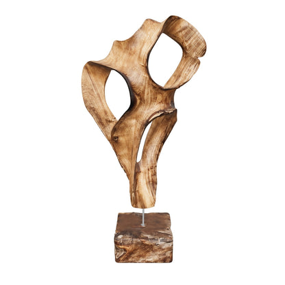 Teakholz-Skulptur | Natürliche & organische handgeschnitzte Kunst | 60x80x120 cm