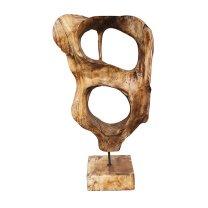 Teakholz-Skulptur | Natürliche & organische handgeschnitzte Kunst | 60x80x120 cm