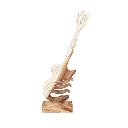 Geschnitzte Gitarrenskulptur | Massiver Holzstamm | Handgefertigtes Kunstwerk | 100cm