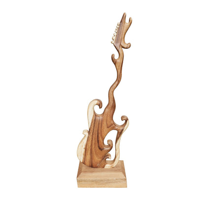 Geschnitzte Gitarrenskulptur | Massiver Holzstamm | Handgefertigtes Kunstwerk | 100cm
