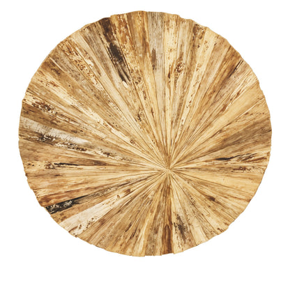Teak Sunburst Wandbild | Handgemacht | 135 cm
