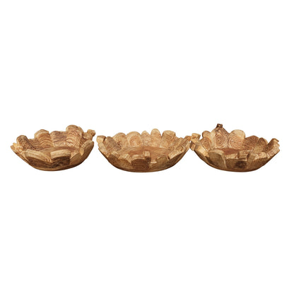 Servierschalen-Set aus Teakholz | Handgefertigt | 45, 35 & 25 cm