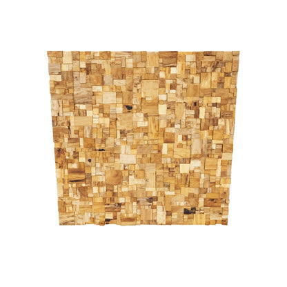 Mosaic Teak Wall Art | Geometric Panel | 90x90 cm