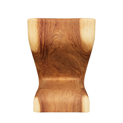 Geformter Teakholz-Hocker | Handgefertigt | 45x30x30 cm