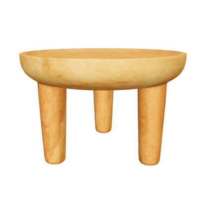 Teak Couchtisch | Runde Tablettplatte | Handgefertigt | 60x40 cm