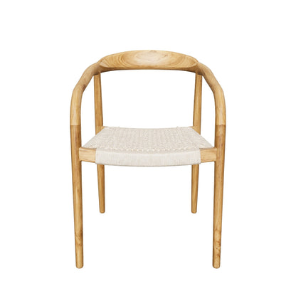 Solid Teak Rope Chair | Rope Weave Seat & Back | 55x55x80 cm