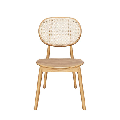 Solid Teak Chair | Vinyl Wicker Back | Natural | 51x51x89 cm