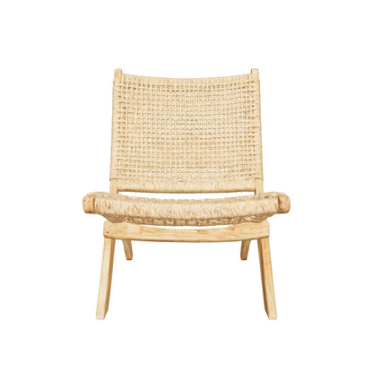 Teak-Armlehnstuhl | Handgeflochtenes Rattan | Handgefertigt | 80x60x70 cm
