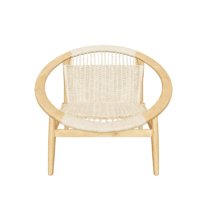 Teak-Armlehnstuhl mit Seilgeflecht | Handgefertigtes Lounge-Design | 90x80x75 cm