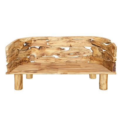 Solid Teak Root Bench | Natural Wood Slab Design | 70x150 cm