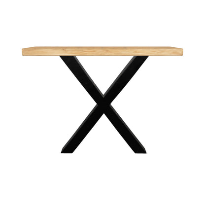 Teak Console Table | Trunk Top & Black X-Legs | 110x35x85 cm