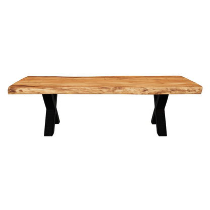 Teak Coffee Table | Sliced Trunk & Metal Legs | 150x60x45 cm