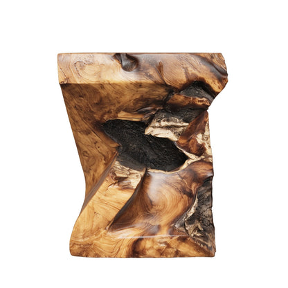 Teak Slab Stool | Handcrafted Teak Wood Design | 40x30x30 cm
