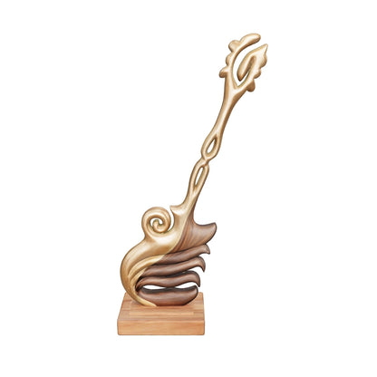 Carved Guitar Sculpture | Solid Wood Trunk | Handcrafted Art Piece | 100cm