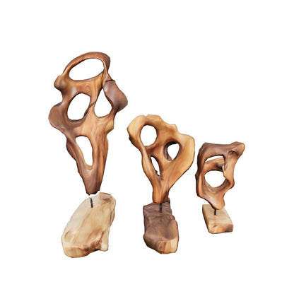 Sculpted Teak Stand | Organic Pedestal | 60/80/120 cm