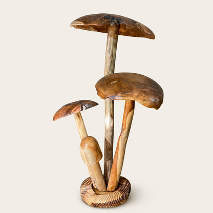 Teak Pilz-Cluster | Natur-Skulptur | 130 cm
